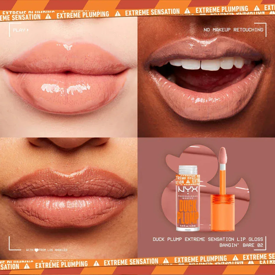 NYX-DUCK PLUMP HIGH PIGMENT PLUMPING LIP GLOSS- 02 Bangin Bare - The Beauty League Pakistan