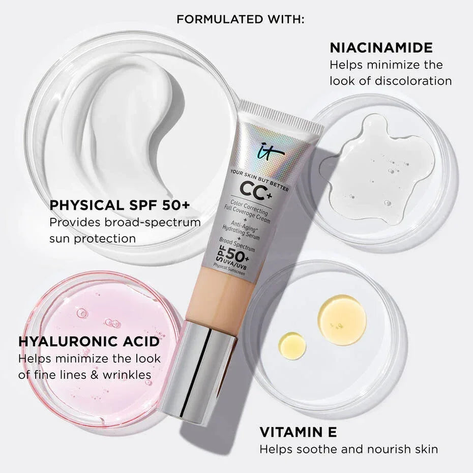 It cosmetics- CC+ Cream Full-Coverage Foundation with SPF 50+ (C) Fair Light (EXP 08/24) - The Beauty League Pakistan