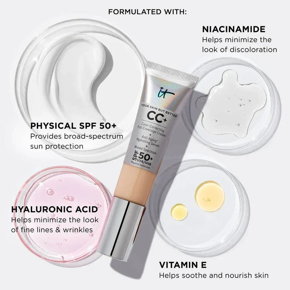 It cosmetics- CC+ Cream Full-Coverage Foundation with SPF 50+ (W) Light - The Beauty League Pakistan