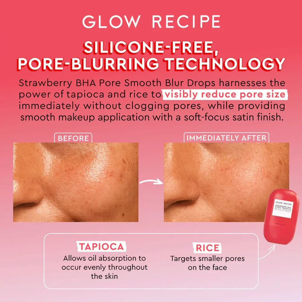 Glow Recipe Strawberry BHA Pore-Smooth Blur Drops 30ml - The Beauty League Pakistan