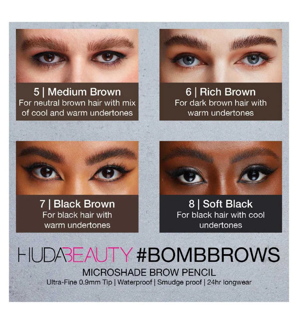 Huda Beauty #BOMBBROWS Microshade Brow Pencil- 6 Rich Brown