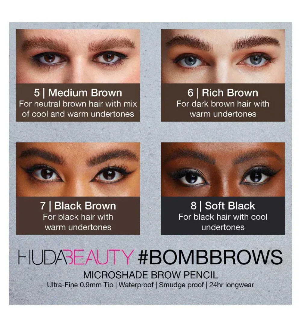 Huda Beauty #BOMBBROWS Microshade Brow Pencil- 5 Medium Brown - The Beauty League Pakistan