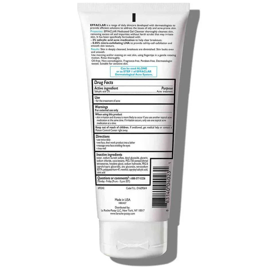 La Roche Posay- EFFACLAR MEDICATED ACNE FACE WASH 200ml - The Beauty League Pakistan