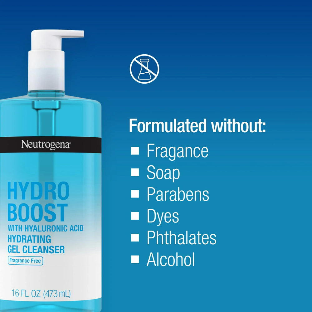 Neutrogena Hydro Boost Hydrating Gel Facial Cleanser, Fragrance-Free, Face Wash 473ml - The Beauty League Pakistan