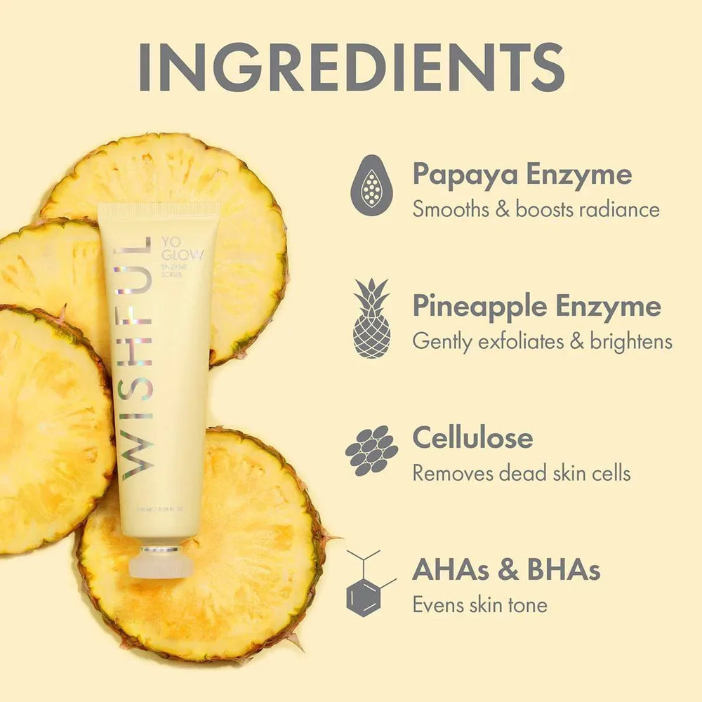 Huda Beauty- Wishful Yo Glow AHA & BHA Facial Enzyme Scrub 100ml - The Beauty League Pakistan