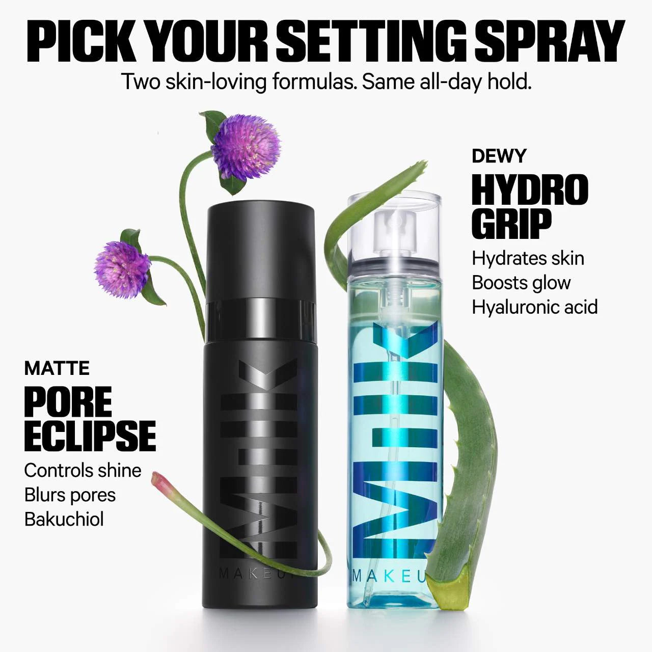 MILK MAKEUP Hydro Grip Dewy Long-Lasting Setting Spray With Hyaluronic Acid + Niacinamide 100ml