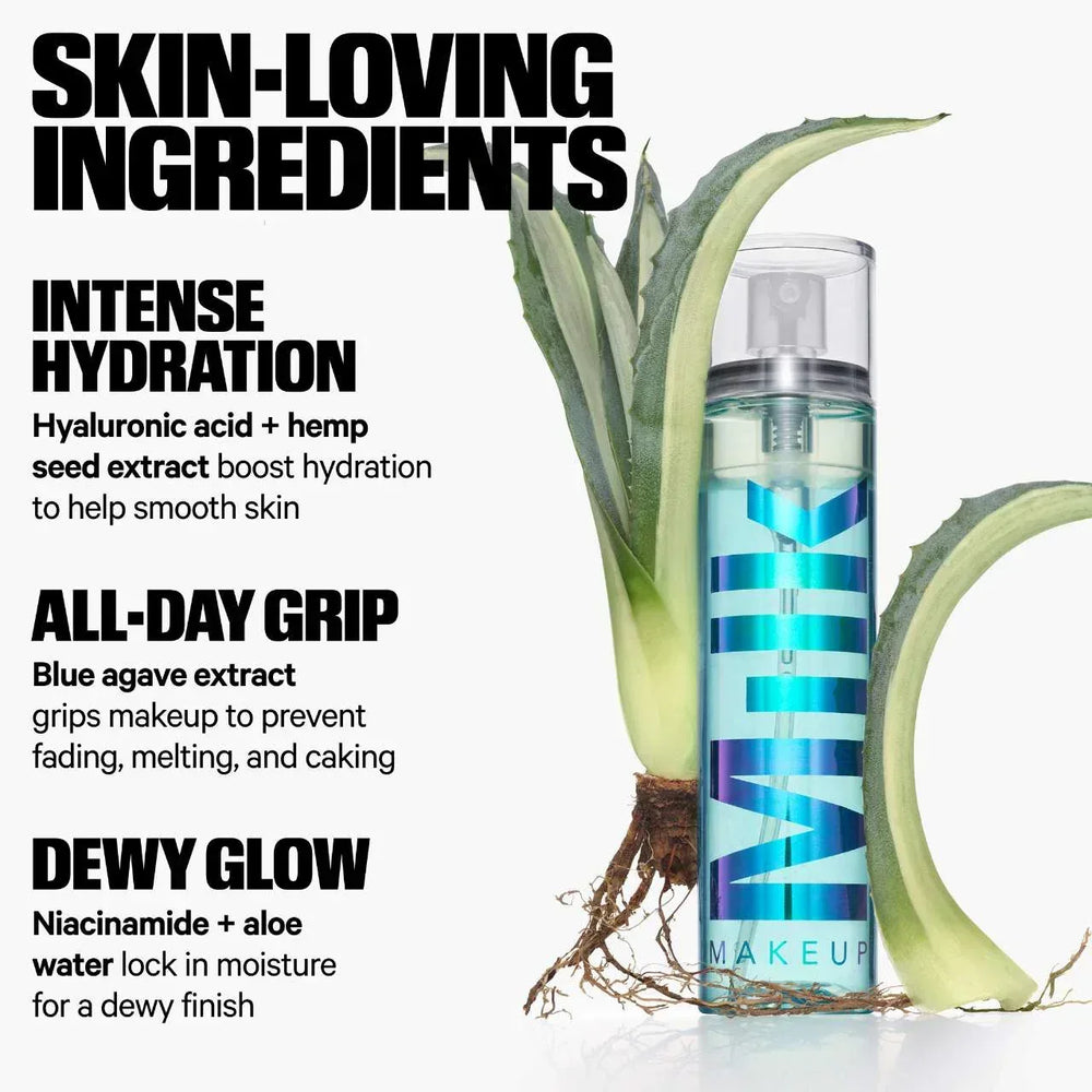 MILK MAKEUP Hydro Grip Dewy Long-Lasting Setting Spray With Hyaluronic Acid + Niacinamide 100ml - The Beauty League Pakistan