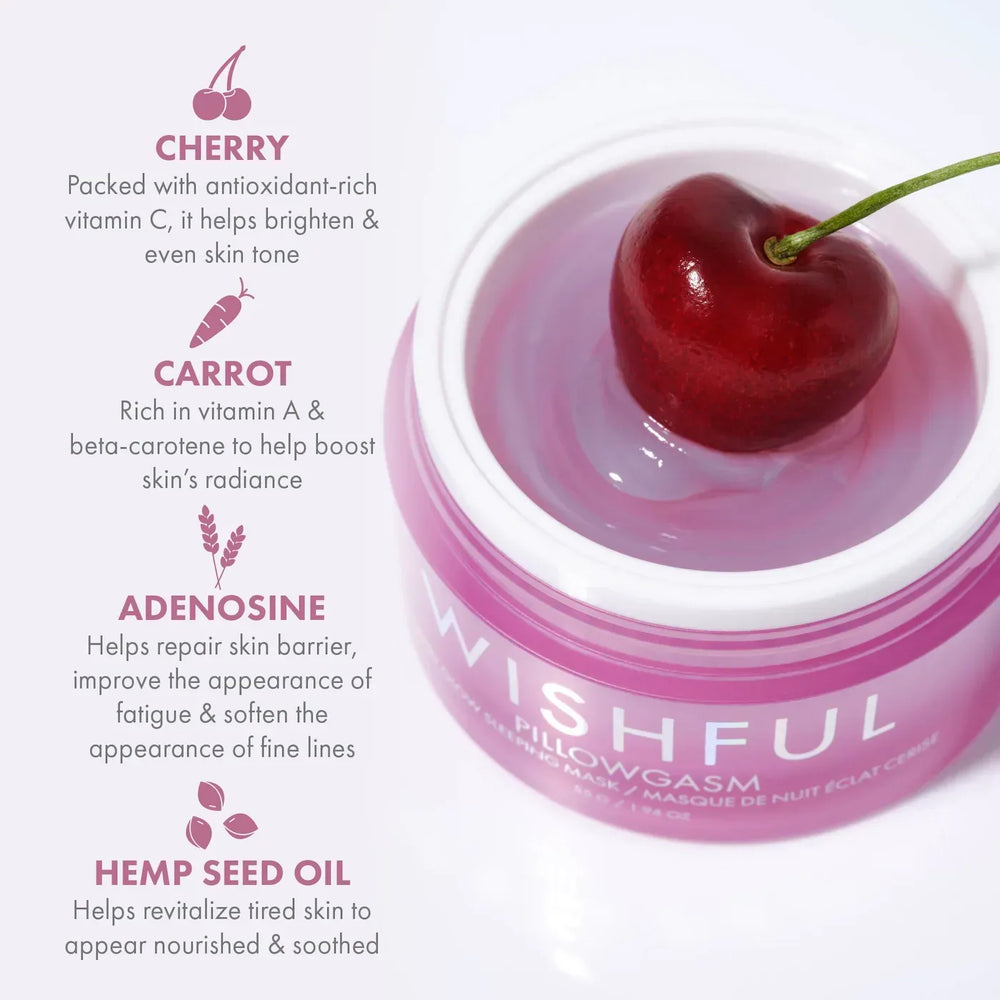 Huda Beauty- Wishful Pillowgasm Vitamin-Rich Cherry Glow Sleep Mask 55g - The Beauty League Pakistan