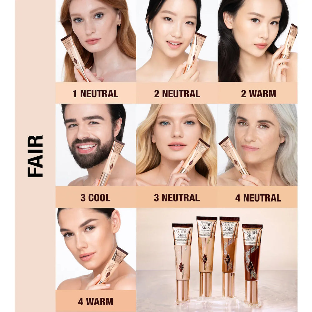 Charlotte Tilbury Beautiful Skin Medium Coverage Liquid Foundation with Hyaluronic Acid- 1 Neutral - The Beauty League Pakistan