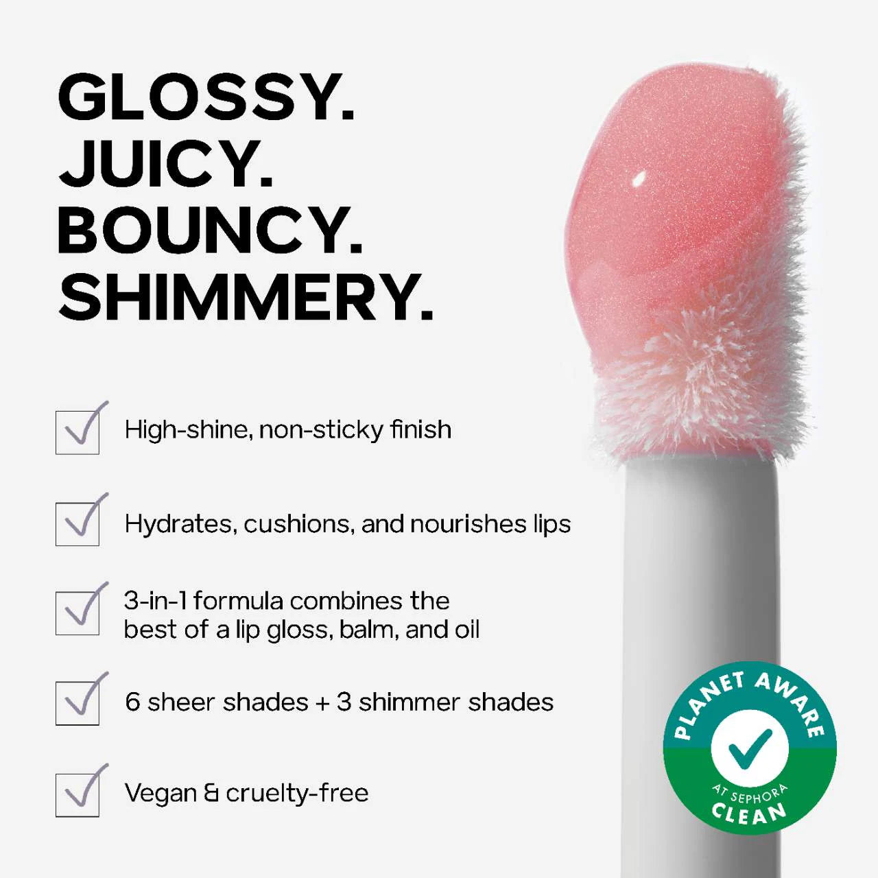 Saie Glossybounce™ High-Shine Hydrating Lip Gloss Oil- Dream