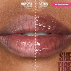 Huda Beauty- Faux Filler Shiny Non-Sticky Lip Gloss- She Fire