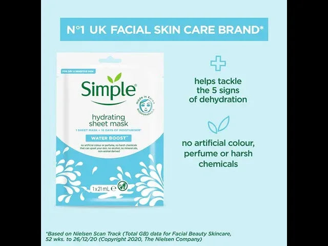 Simple- Water Boost Hydrating Sheet Mask - The Beauty League Pakistan