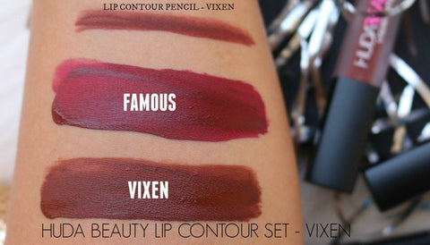 Huda Beauty- Lip Contour Set Vixen (deep brown) & Famous (chic burgundy)
