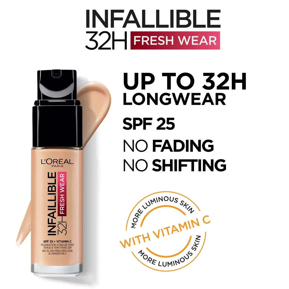 L'Oreal Paris Infallible- 32H Fresh Wear Foundation 140 Golden Beige - The Beauty League Pakistan