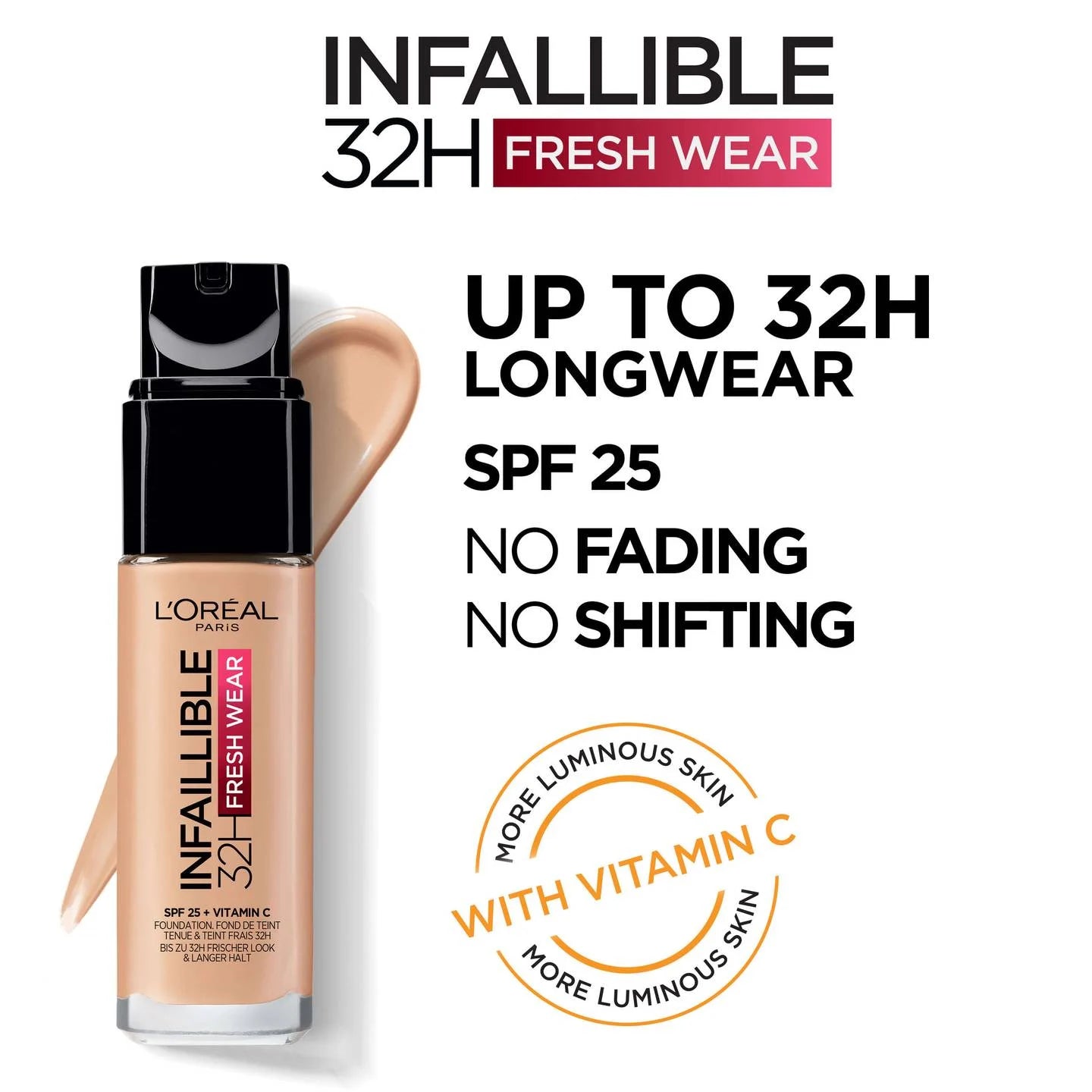 L'Oreal Paris Infallible- 32H Fresh Wear Foundation 125 Natural Beige – The  Beauty League Pakistan