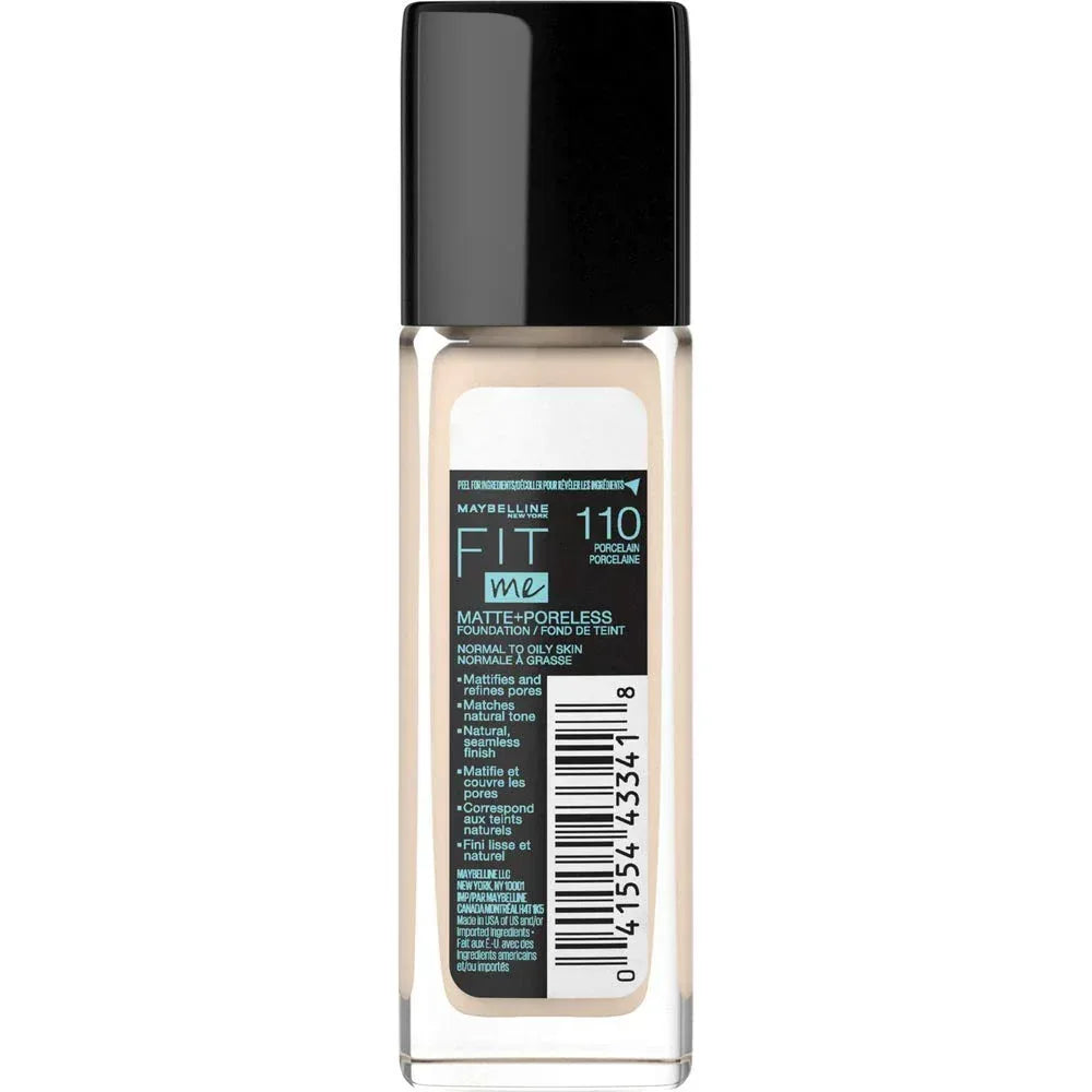 Maybelline- Fit Me Matte + Poreless Liquid Foundation Porcelain (110) USA - The Beauty League Pakistan