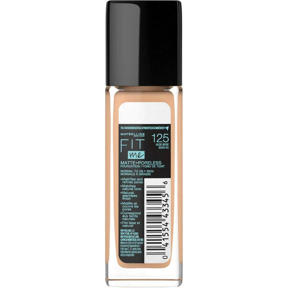 Maybelline- Fit Me Matte + Poreless Liquid Foundation Nude Beige (125) USA - The Beauty League Pakistan
