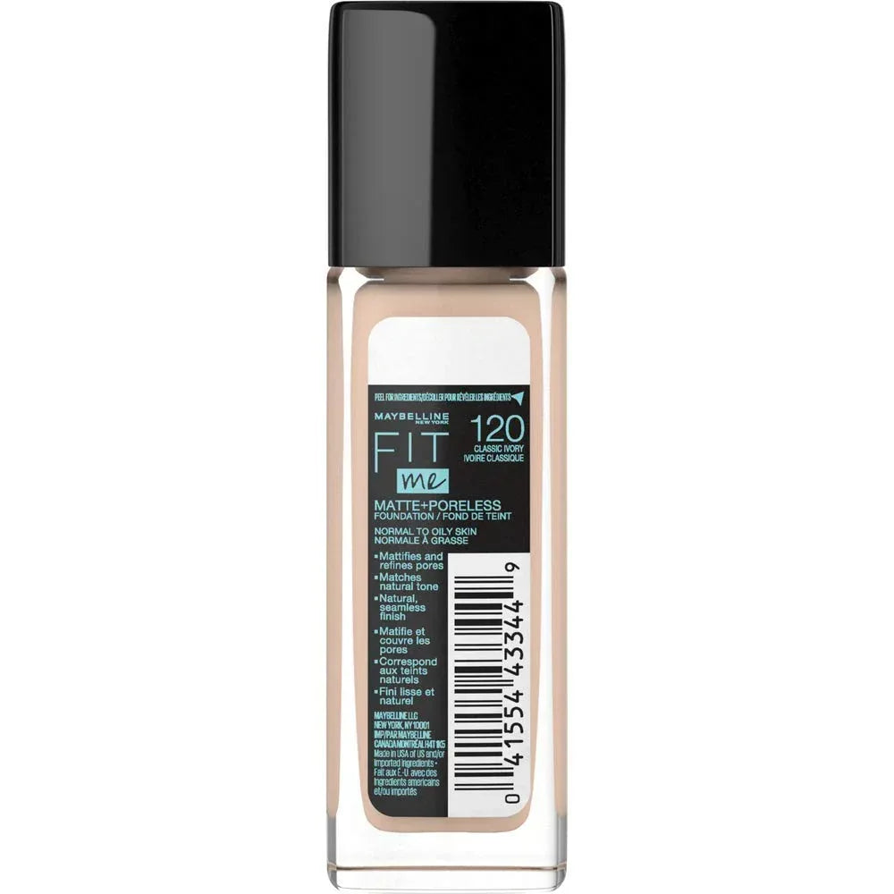 Maybelline- Fit Me Matte + Poreless Liquid Foundation Classic Ivory (120) USA - The Beauty League Pakistan
