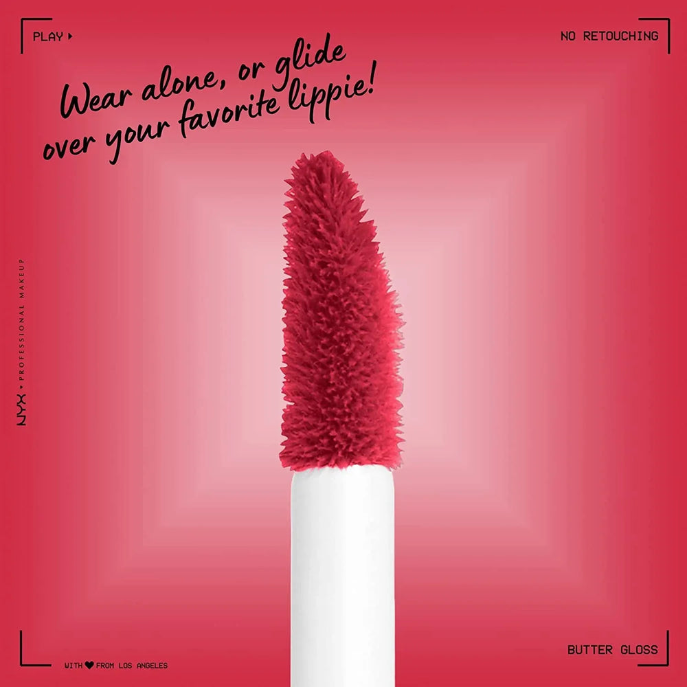 NYX-Butter Gloss, Non-Sticky Lip Gloss - Red Velvet (Deep Red) - The Beauty League Pakistan
