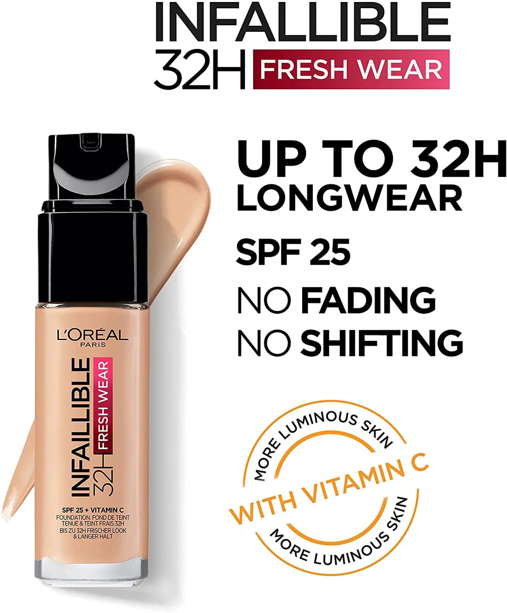 L'Oreal Paris Infallible- 32H Fresh Wear Foundation 15 Porcelain - The Beauty League Pakistan