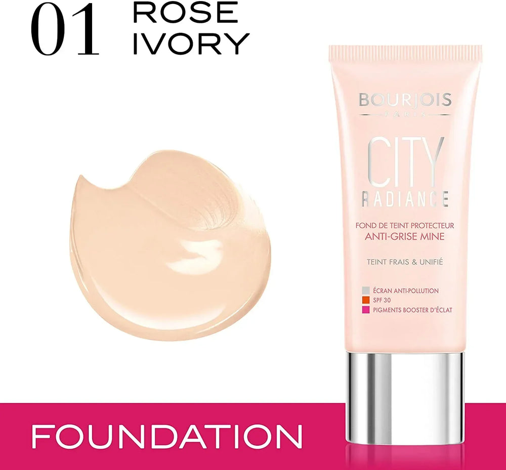 BOURJOIS- City Radiance Foundation - 01 Rose Ivory - The Beauty League Pakistan