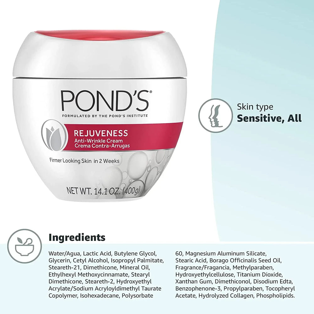 Pond's- Rejuveness Anti-Wrinkle Cream Anti-Aging Face Moisturizer With Alpha Hydroxy Acid and Collagen 14.1 oz - The Beauty League Pakistan