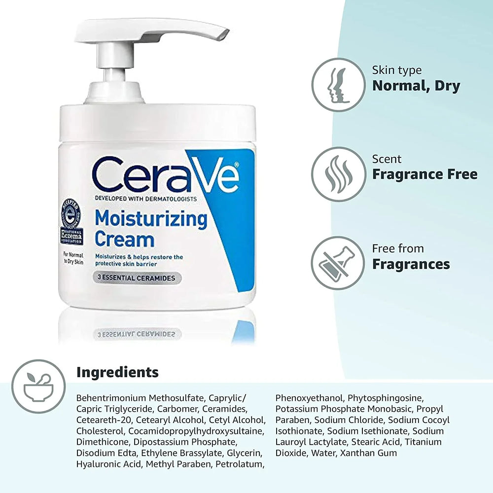 CeraVe Moisturizing Cream with Pump 453ml USA - The Beauty League Pakistan