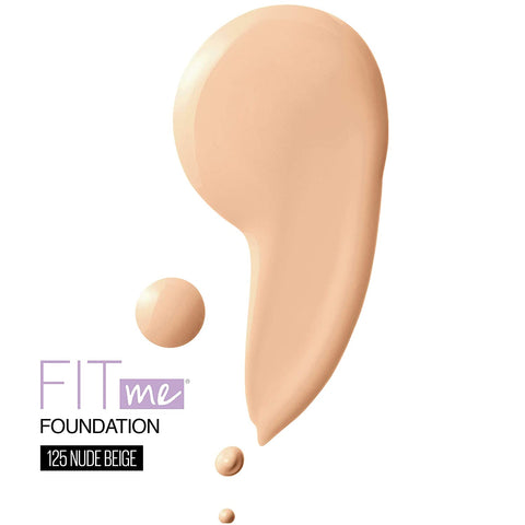 Maybelline- Fit Me Dewy + Smooth Liquid Foundation 125 Nude Beige  - 30ml (France)