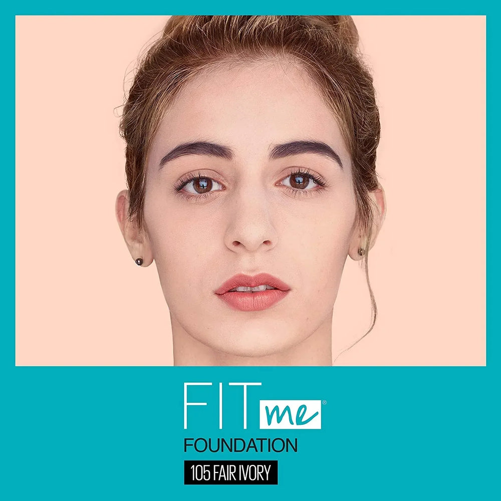 Maybelline- Fit Me Matte + Poreless Liquid Foundation Fair Ivory (105) USA - The Beauty League Pakistan