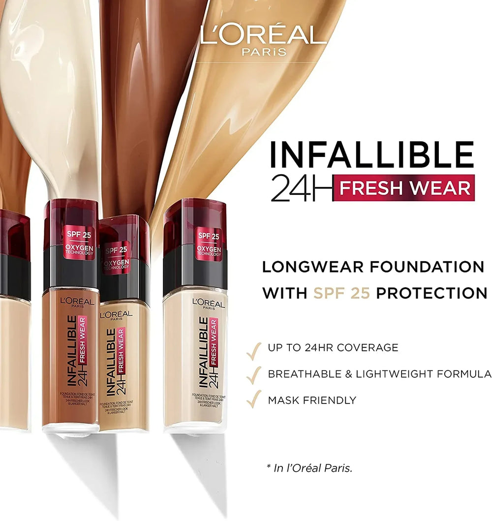 L'Oréal Paris Infallible 24H Fresh Wear Liquid Foundation 100 Linen (UK Version) - The Beauty League Pakistan