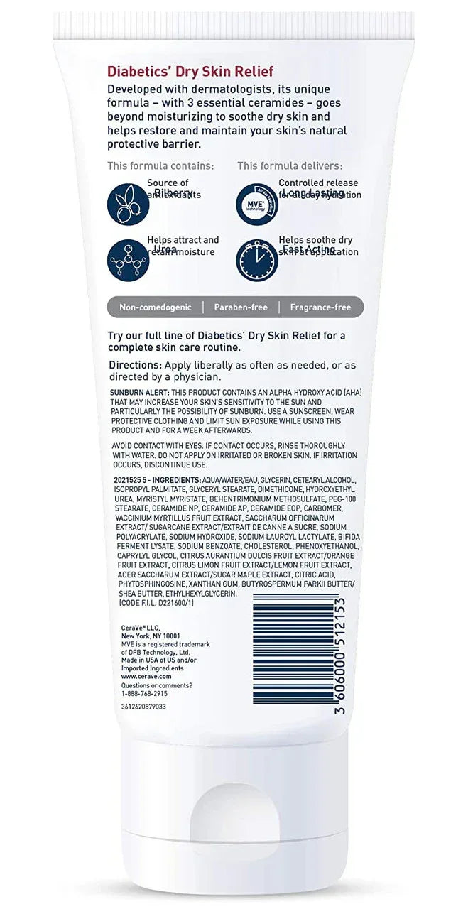 CeraVe Diabetics Dry Skin Relief Moisturizing Cream - The Beauty League Pakistan