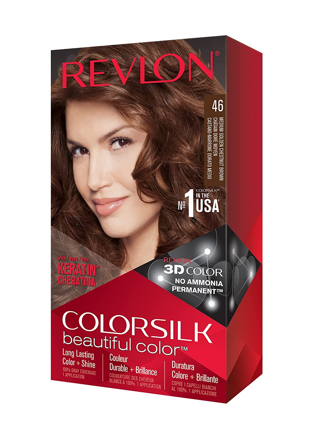 REVLON ColorSilk Beautiful Color 46 Medium Golden Chestnut Brown