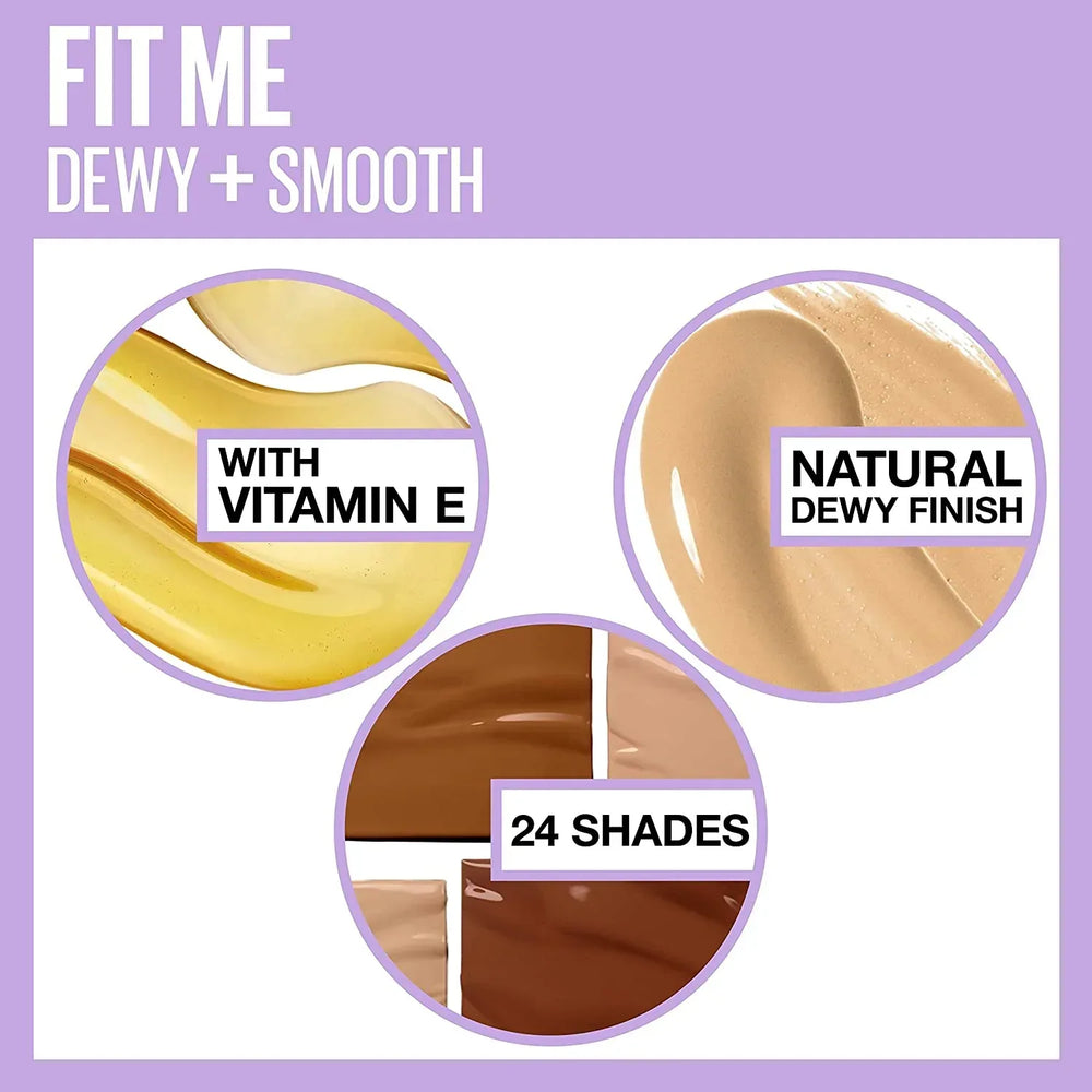 Maybelline- Fit Me Dewy + Smooth Liquid Foundation 125 Nude Beige - 30ml (France) - The Beauty League Pakistan