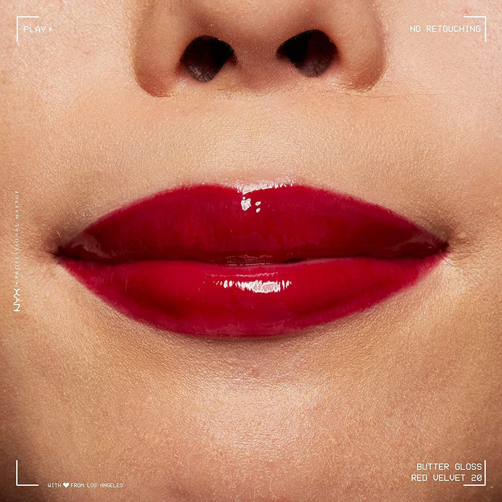 NYX-Butter Gloss, Non-Sticky Lip Gloss - Red Velvet (Deep Red) - The Beauty League Pakistan