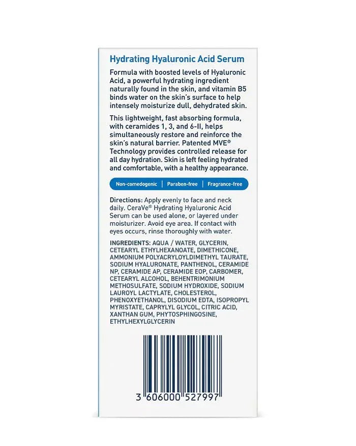 CeraVe- Hydrating Hyaluronic Acid Serum 30ml - The Beauty League Pakistan