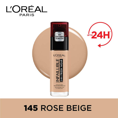 L’OREAL PARIS-Infallible 24hr Fresh wear Liquid Foundation – 145 Rose Beige