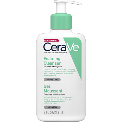CeraVe- Foaming Facial Cleanser, Makeup Remover and Daily Face Wash for Oily Skin, Paraben & Fragrance Free, 236ml