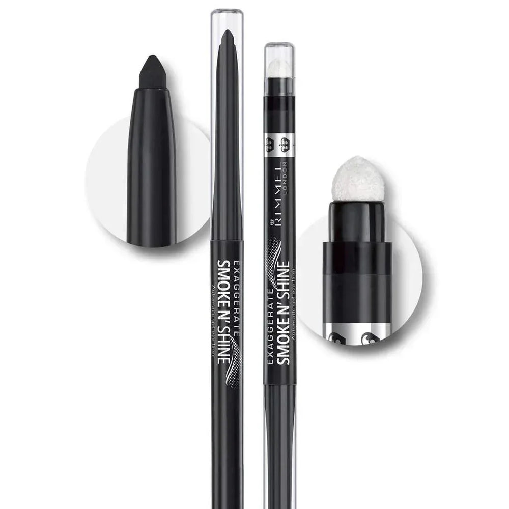 RIMMEL LONDON- Exaggerate Smoke N' Shine Eyeliner - 001 BLACK - The Beauty League Pakistan