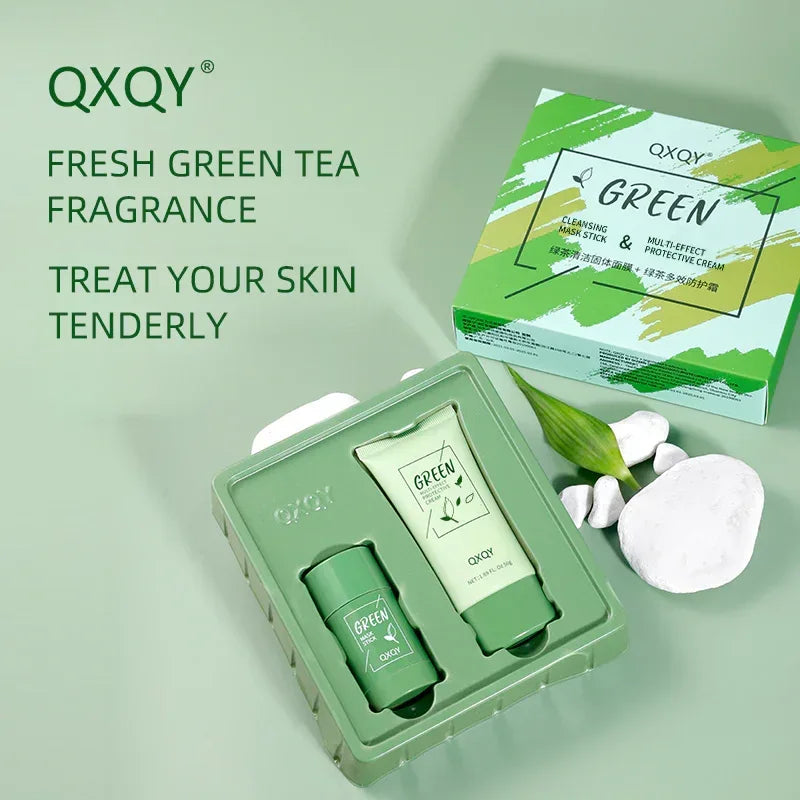 QXQY Green Cleansing Mask Stick Multi Effect Protective Cream - The Beauty League Pakistan