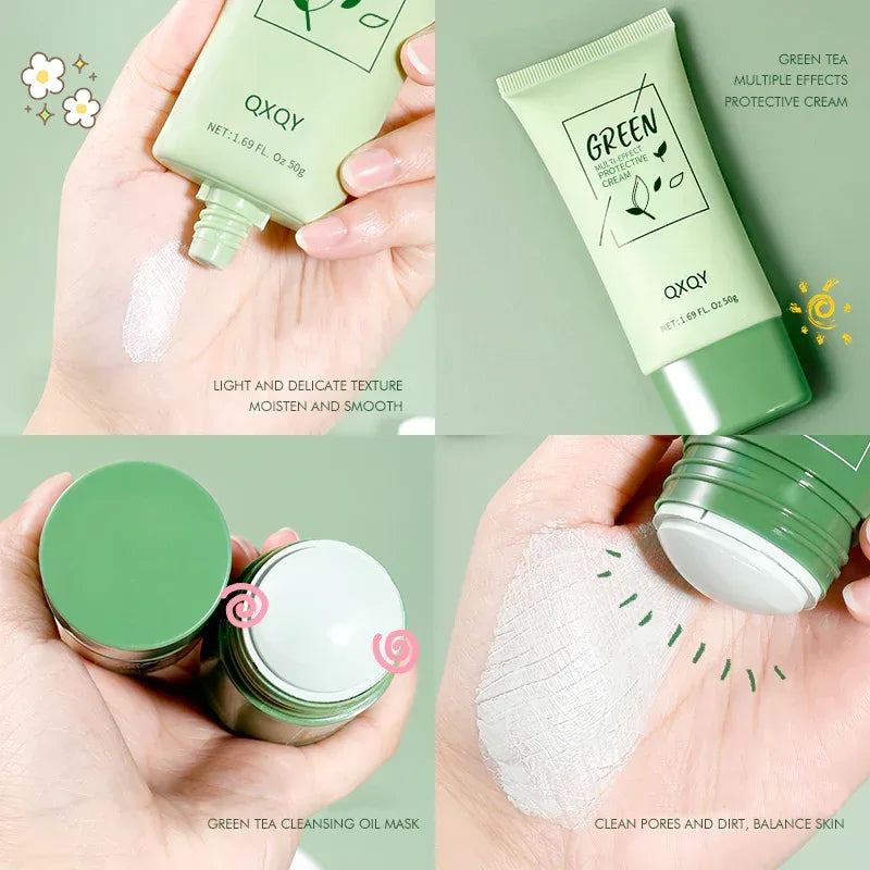 QXQY Green Cleansing Mask Stick Multi Effect Protective Cream - The Beauty League Pakistan