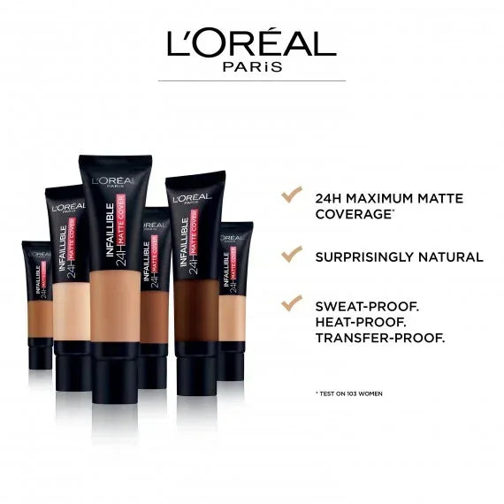 L'OREAL PARIS-24h Matte Cover Foundation 145 Rose Beige - The Beauty League Pakistan