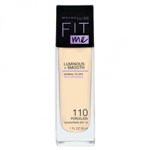 Maybelline- Fit Me Dewy + Smooth Liquid Foundation 110 Porcelain  - 30ml (France)