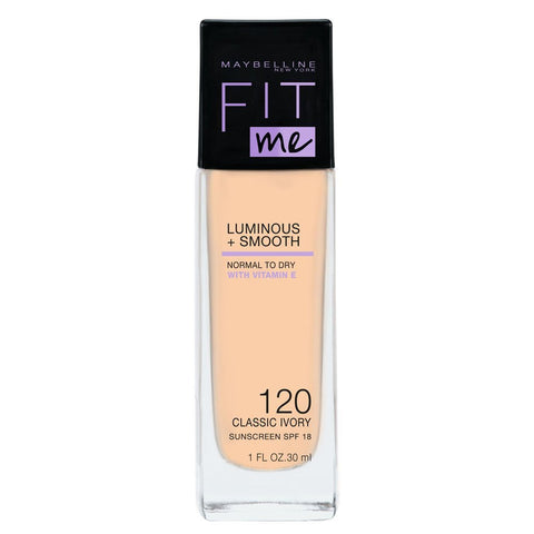 Maybelline- Fit Me Dewy + Smooth Liquid Foundation 120 Classic Ivory  - 30ml (France)