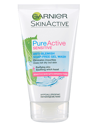 Garnier Pure Active Anti Blemish Soap Free Gel Wash Sensitive Skin 150ml